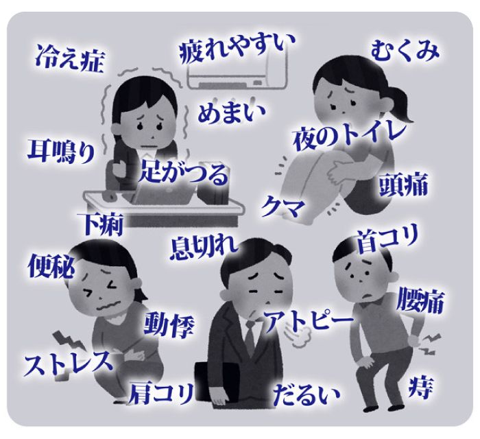 冷え性、疲れやすい、むくみ、めまい、耳鳴り、足がつる、夜のトイレ、頭痛、クマ、下痢、息切れ、首コリ、便秘、同期、アトピー、腰痛、ストレス、肩コリ、だるい、痔など健康上のトラブルがいろいろ出てきたら、健康づくりに試せる櫻道ふとん店の敷布団を無料でお試しください。