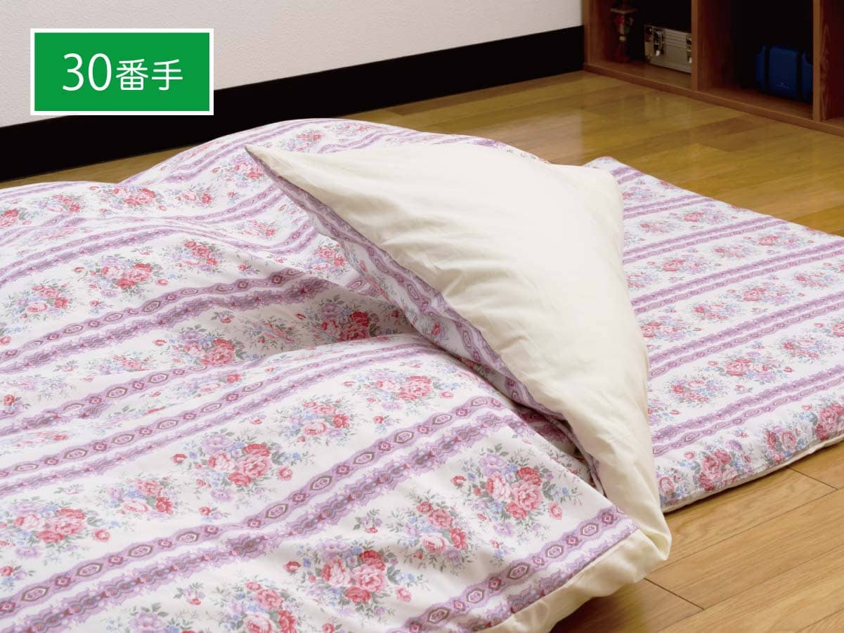 掛布団カバー、敷布団カバー、枕カバー 花柄ストライプ 掛布団カバー、敷布団カバー、枕カバー 花柄ストライプ