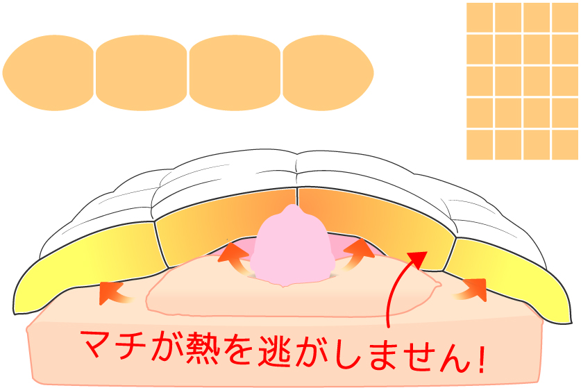 羽毛布団の構造～デュアルキルト（2層）イメージ図～